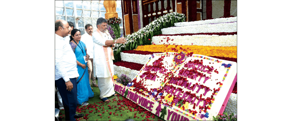 Dasara Flower Show Opens With Democracy Theme at Kuppanna Park
